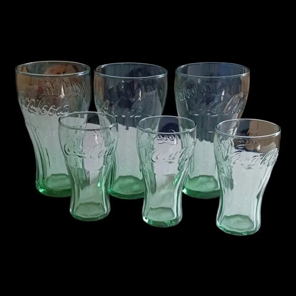 Vtg Set of 6 green glass coca cola - Picture 2 of 6